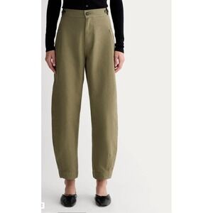 Everlane Fatigue Barrel Pants Olive Green Organic Cotton Linen  Womens 4